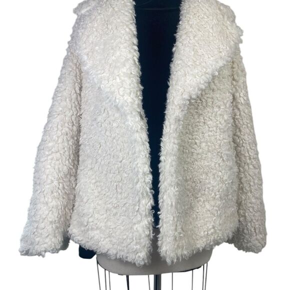 NEW Michael Kors L Faux Sherpa coat “ Fall 2024” medium length ivory - Picture 5 of 8